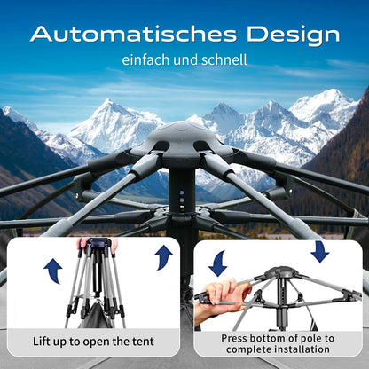 Hewolf 2/3/4 Person Camping Tent - Instant Pop Up Waterproof 2 Doors Tent with Easy Setup | 3-Season Hexagonal Dome Design for Family, Hiking & Traveling (Yellow)