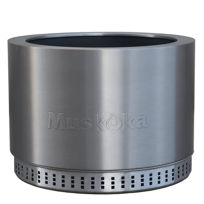 Muskoka 19.5" Stainless Steel Smokeless Wood Burning Fire Pit with Protective Cover
