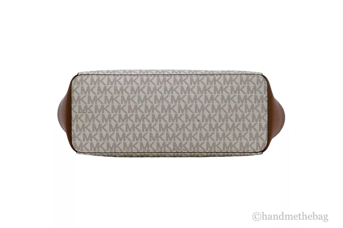 Michael Kors Charlotte Top Zip Tote Vanilla MK Signature Shoulder Bag