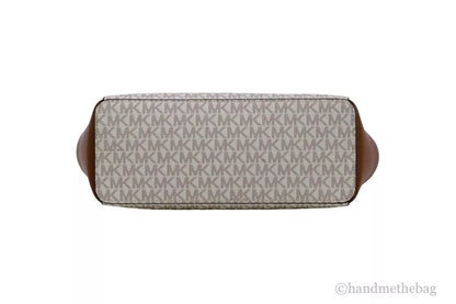 Michael Kors Charlotte Top Zip Tote Vanilla MK Signature Shoulder Bag