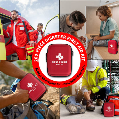 Protect Life Survival First Aid Kit for Home/Business, Camping Survival Kits | Mini Travel First Aid Kit | Camping Equipment | Small Kits for Car | Outdoor Emergency Survivals Pack - 200pcs