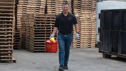 Eagle 5 Gallon Type I Red Safety Gas Can for Gasoline with Flame Arrester, Self-Closing Lid, and F-15 Funnel, Made in the USA, Galvanized Steel Flammable Storage Can, UI50FS