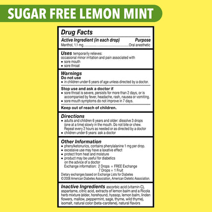 Ricola Sugar Free Lemon Mint Herbal Cough Suppressant Throat Drops, 105ct Bag