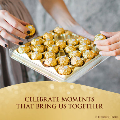 Ferrero Rocher, 24 Count, Premium Gourmet Milk Chocolate Hazelnut, Individually Wrapped Candy for Gifting, Mother's Day Gift, 10.5 oz