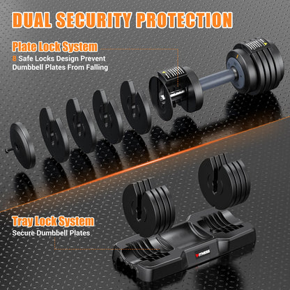 XDDIAS Adjustable Dumbbells set, 15LB to 55LB Dumbbell Sets of 2 for Home Gym equipment, 5 in 1 Free Weights with dumbbell set, Anti-Slip Handle for Full Body Workout Suitable Men/Women