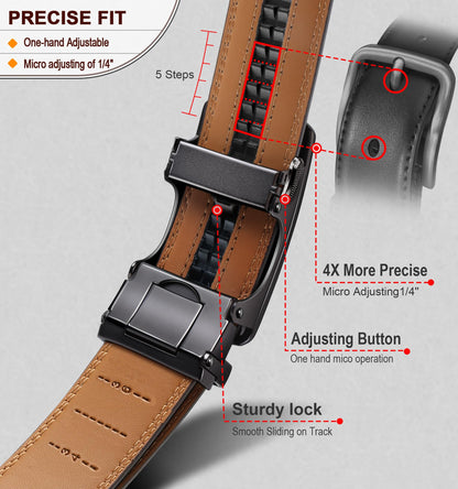 BULLIANT Men's Belt, Slide Ratchet Belt For Gift Men Dress Pant Shirt Oxfords,Trim To Fit(Black,30"-36" Waist Adjustable)