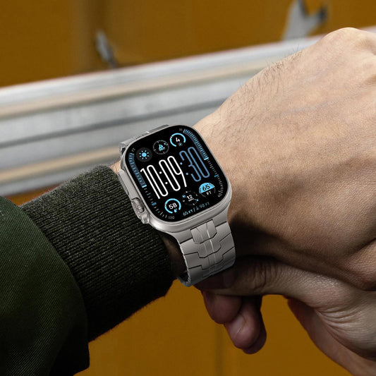 KADES Stainless Steel Link Bracelet for Apple Watch Band Ultra 3/2/1 49mm Series 11/10 46mm 9/8/7 45mm 6/5/4 44mm, 24mm WideHeavy Duty Metal Strap for Men, 24mm Wide Titanium