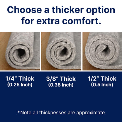 RUGPADUSA - Basics - 8'x10' - 1/4" Thick - 100% Felt - Protective Cushioning Rug Pad - Safe for All Floors and Finishes Including Hardwoods
