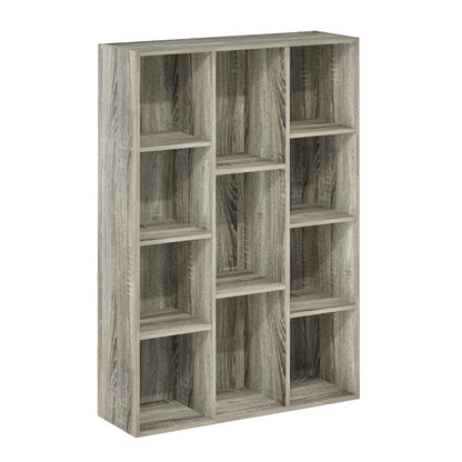 Furinno LUDER Book Shelf, 11-Cube Bookshelf, Reversible Bookcase, 9.4 x 29.1 x 41.7, for Living Room, Bedroom, Home Office, French Oak