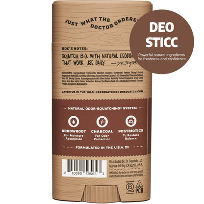 Dr. Squatch Natural Men’s Deodorant – Aluminum Free Natural Deodorant Men with Charcoal & Postbiotics for 72-Hour Odor Protection – Maverick Musk, 2.65oz Stick (3-Pack)