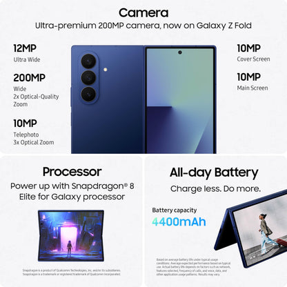 Samsung Galaxy Z Fold7 Cell Phone, 256GB AI Smartphone, Unlocked Android, AI Photo Edits, Large Screen, Long Battery Life, 2025, US 1 Yr Manufacturer Warranty, JetBlack