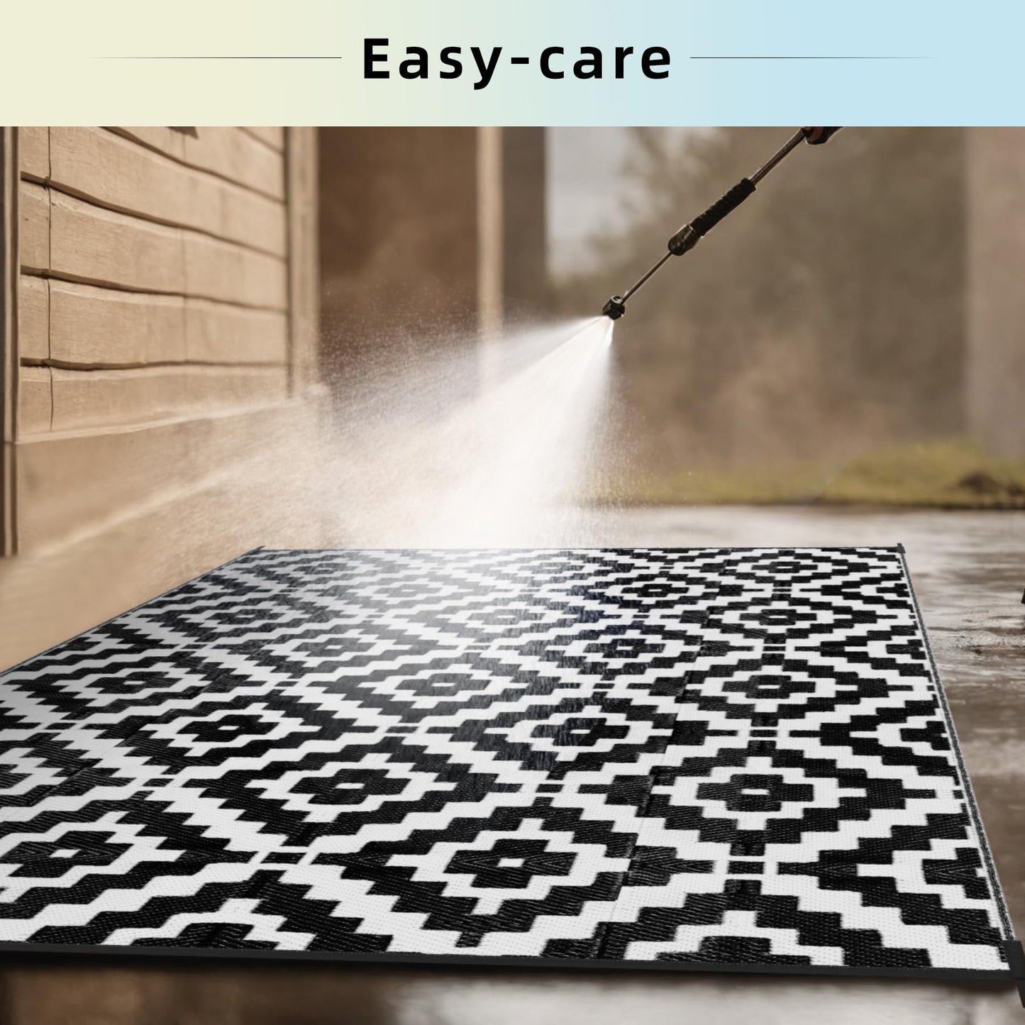 Favoyard Outdoor Rug 5x8 ft Waterproof Reversible Patio Plastic Straw Rugs for Decor Clearance Outside Large RV Camping Area Carpet Mat for Porch Deck Balcony Pool Backyard Picnic Beach Camper Door