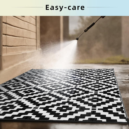 Favoyard Outdoor Rug 5x8 ft Waterproof Reversible Patio Plastic Straw Rugs for Decor Clearance Outside Large RV Camping Area Carpet Mat for Porch Deck Balcony Pool Backyard Picnic Beach Camper Door