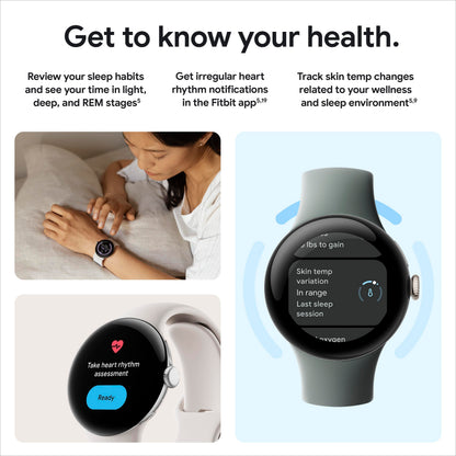 Google Pixel Watch 2 (Previous Model) with the Best of Fitbit - Heart Rate Tracking, Stress Management, Safety Features - Android Smartwatch - Champagne Gold Aluminum Case - Hazel Active Band - LTE