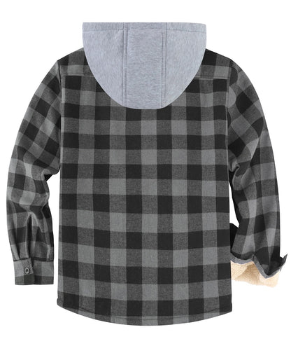 WENTTUO Mens Flannel Plaid Jacket Long Sleeve Fleece Sherpa Lined Winter Jacket Warm Coat