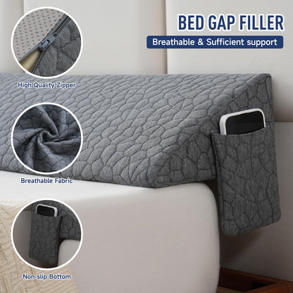 King Size Bed Wedge Pillow Headboard Pillow Mattress Wedge Bed Gap Filler Long Pillow for Bed Triangle Pillow Bolster Pillow Close The Gap (0-7") Between Headboard and Mattress (76"x10"x6")