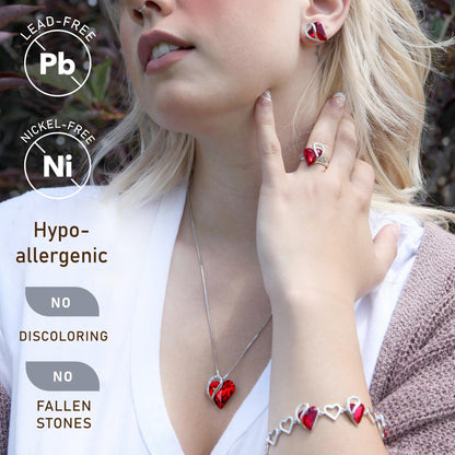 Leafael Valentine's Day Gift Necklaces for Women, Infinity Love Birthstone Heart Pendant, Ruby Garnet Red Crystal for January July, Birthday Jewelry for Her, Mom, Wife, Silver Plated, 18" + 2" Chain