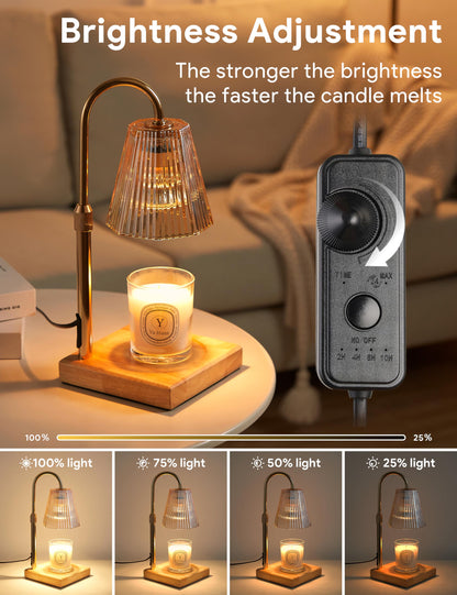 Allanmen Candle Warmer Lamp with Timer, Dimmable Candle Warmer for Home Decor, Birthday Gifts for Women, Adjustable Height Wax Melts Warmer with 2 Bulbs