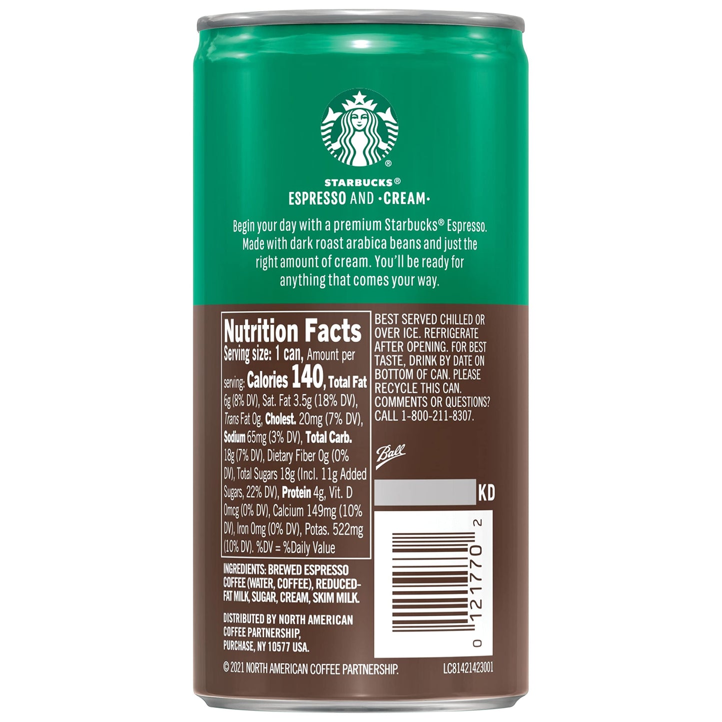 Starbucks - RTD Coffee Espresso And Cream, 6.5oz Cans (12 Pack) (Packaging May Vary)