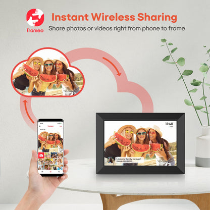 BIGASUO Digital Picture Frame, 10.1" Frameo Digital Frame WiFi with 32GB Memory, 1280x800 IPS Touch Screen, Send Photos/Videos from Your Phone Anywhere, Photo Gifts for Parents and Grandparents