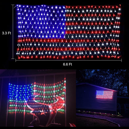 American Flag Lights with 420 Super Bright LEDs,KAZOKU Waterproof Led Flag Net Light of The United States for Yard,Garden Decoration, Festival, Holiday, Party Decoration,Christmas Decorations