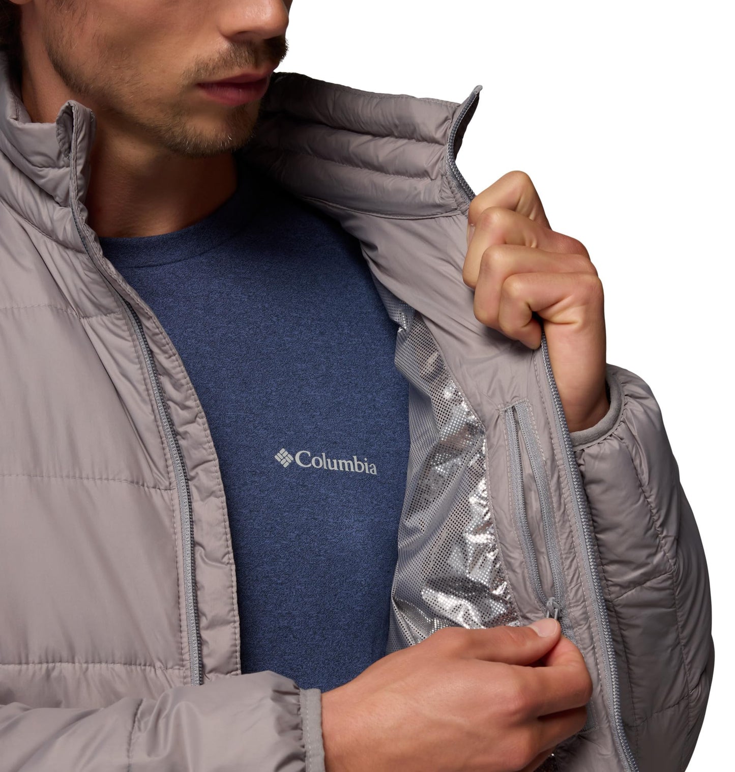 Columbia Men's Voodoo Falls 590 Turbodown II Jacket, Light Grey, Medium