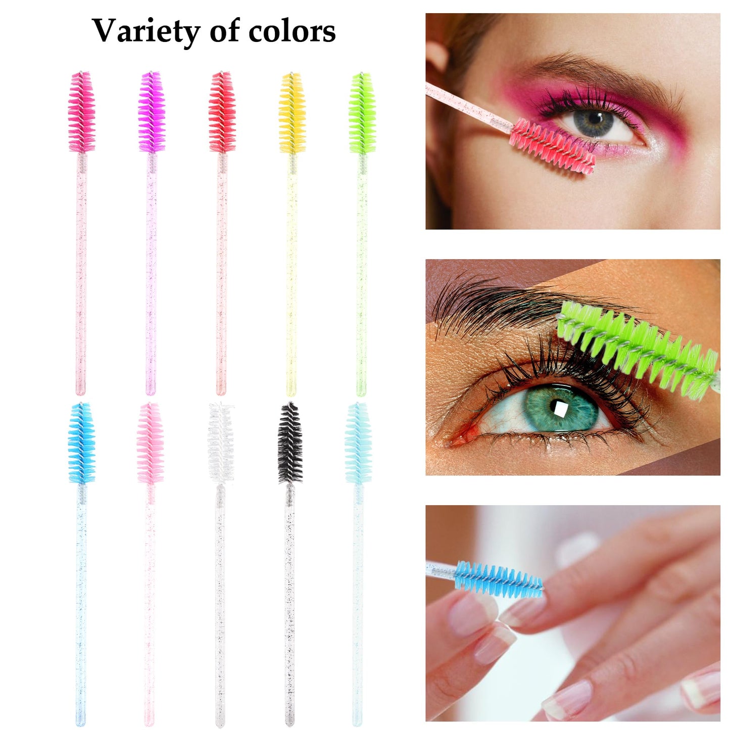 Exacoo 500pcs Eyebrow Brush Lash Spoolies for Eyelash Extensions Eyelash Brush Comb Disposable Mascara Wands Eye Lash Brush Eyebrow Spoolie