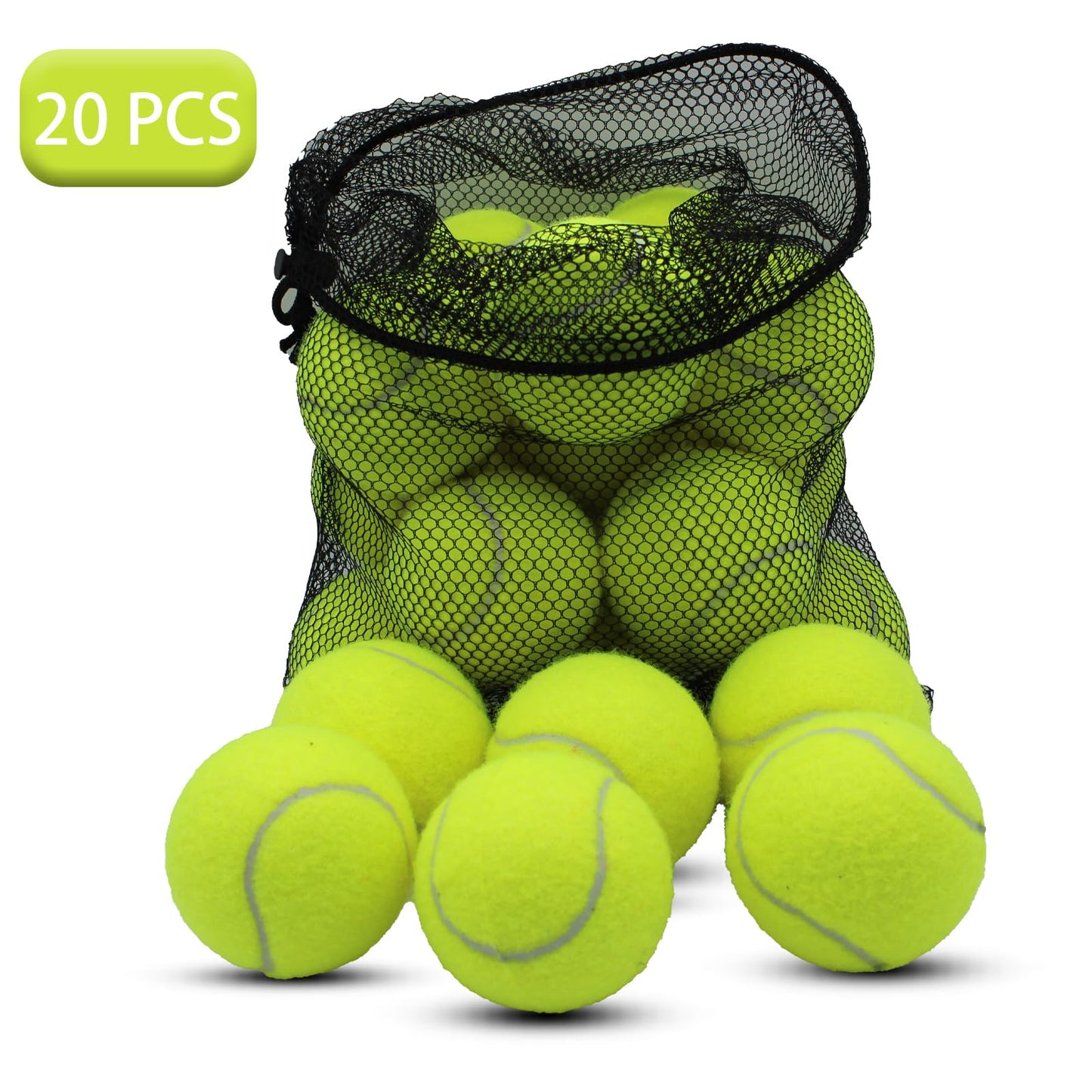 SHYUJAJIE Tennis Balls, 20 Pack Training Tennis Balls,High Elasticity Practice Tennis for Beginner, Exercise Playing Balls for Pet Dog (Yellow)