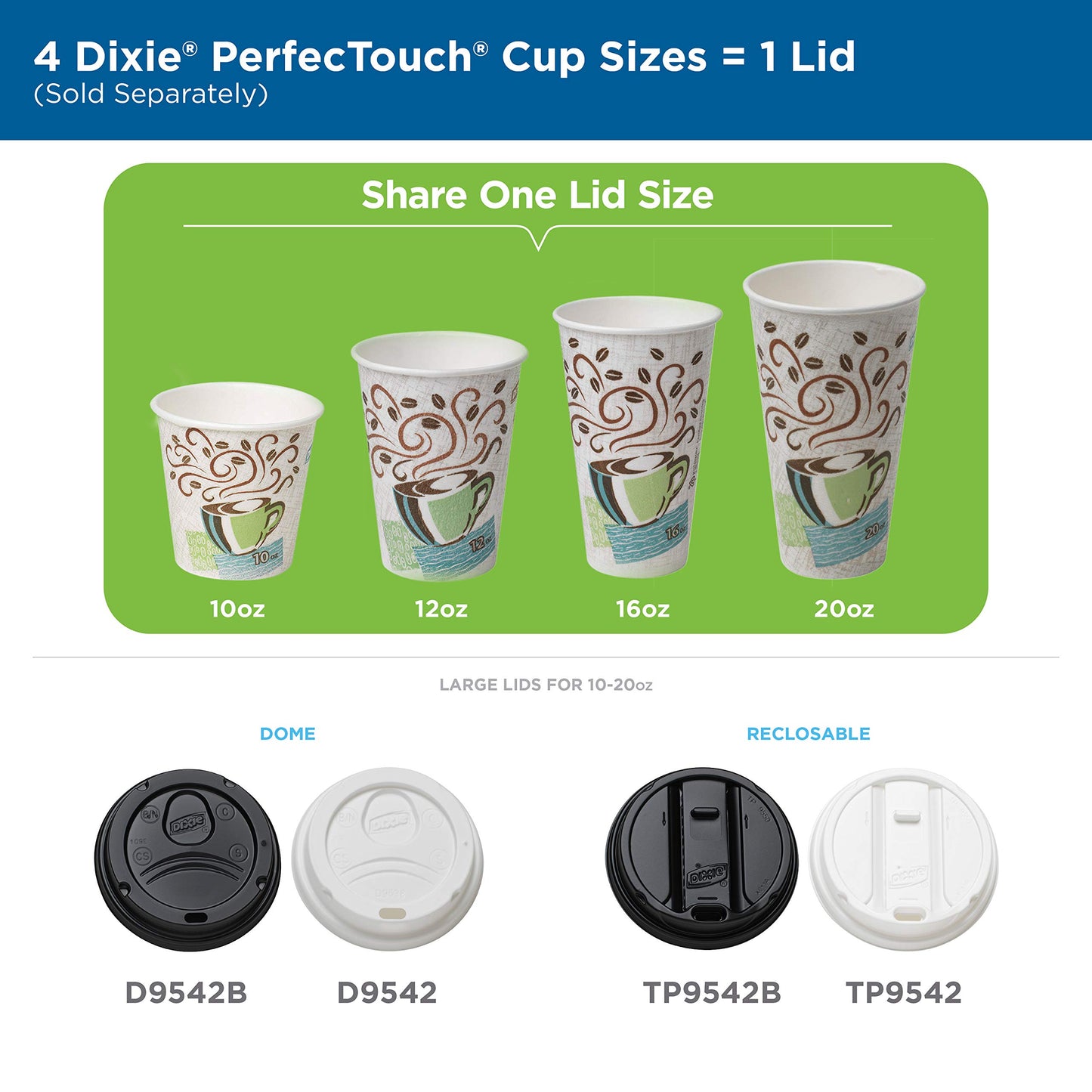 Dixie PerfecTouch 12 oz Paper Coffee Cups By GP PRO, Coffee Haze Design, 1000 Count (Individually Wrapped Disposable Cups), 5342CDWR