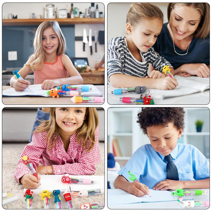 CZWZ 20Pcs Mini Multicolor Pens in One 4-in-1 Cute Pens Bulk for Kids, Fun Kawaii Ballpoint Pens for Birthdays and Children's Party Favors Gifts Teacher School Supplies