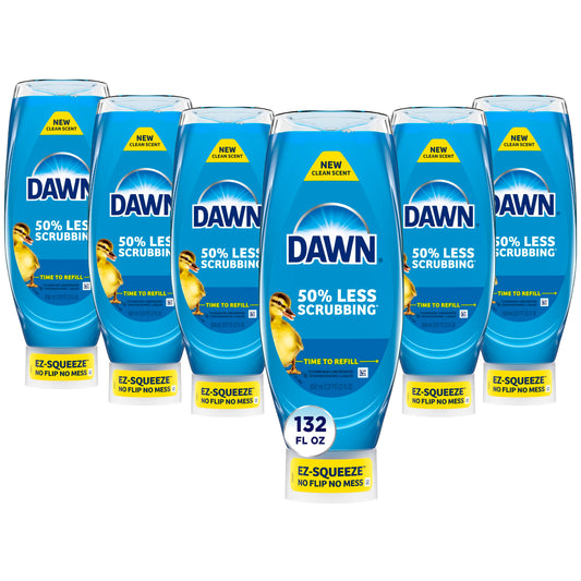 Dawn Ultra EZ-Squeeze Dish Soap Liquid, Dishwashing Liquid, Grease Removal, Upside Down Bottle, Original, 6x22 Fl Oz Bundle