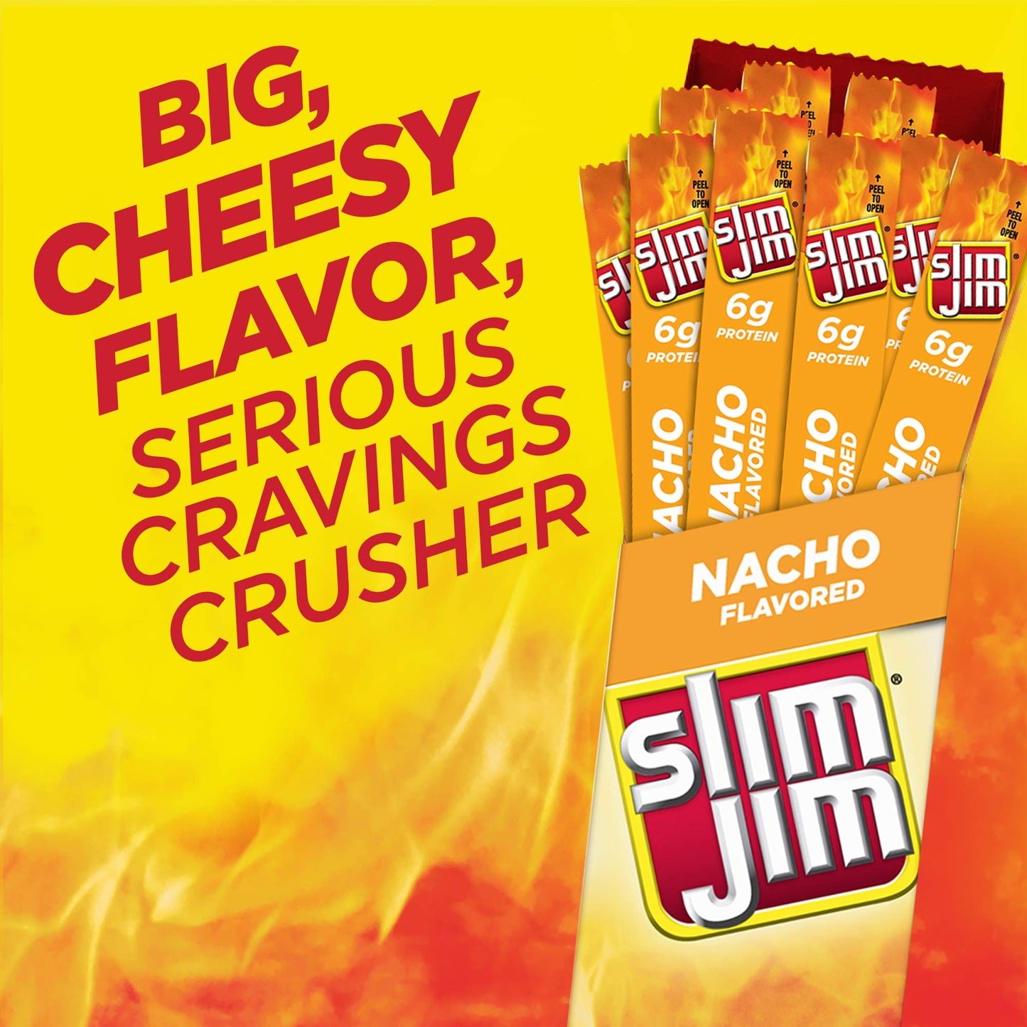 Slim Jim Giant Smoked Meat Sticks, Nacho Flavor, 6g Protein Per Stick, 0.97 oz. (24 Count)