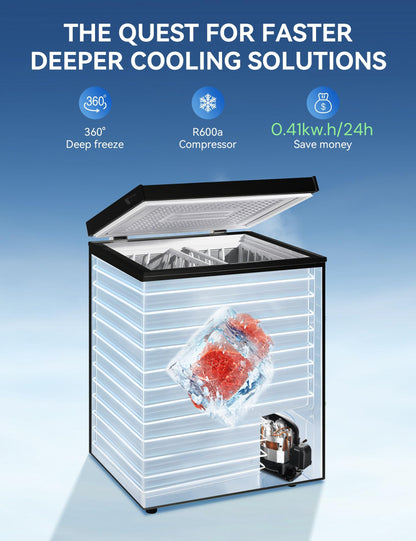 7.0 Cu Ft Chest Freezer - Energy Saving Quiet Top Open Door Mini Freezer Adjustable 6 Thermostat - Compact Small Deep Freezer w/Removable Basket and Defrost Water Drain for Home/Apartment/Garage