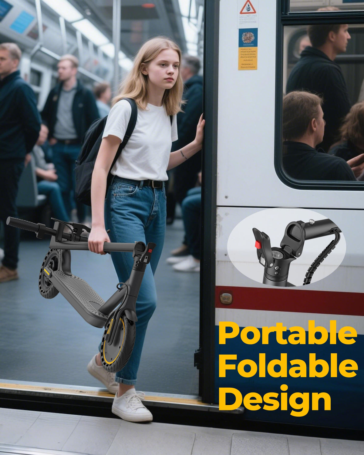 Electric Scooter, 350W/500W Motor, 8.5''/10''Tires, Top Speed 16/19/22 mph, Max 12/21/23Miles Ranges, Foldable E Scooter for Adults (H5-187Wh-350W)
