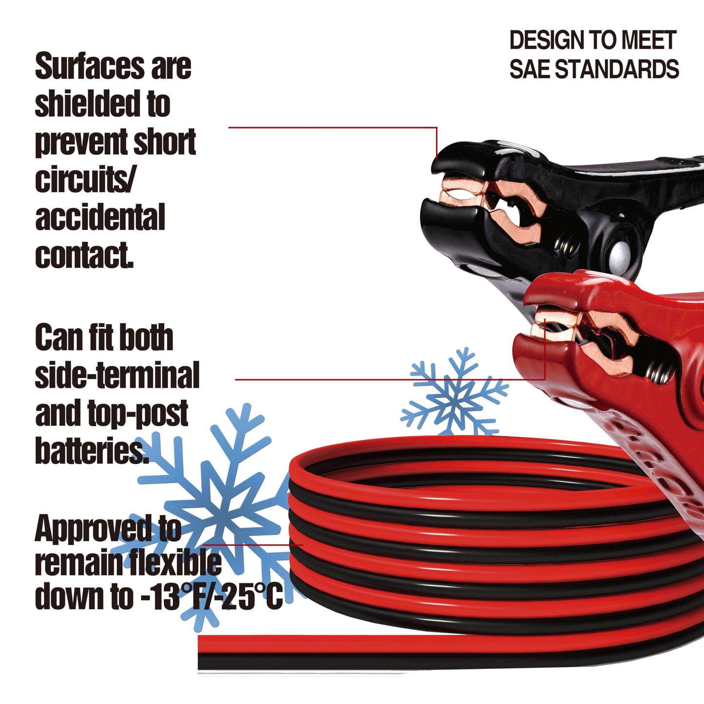 Cartman 8 Gauge 12 Feet Jumper Cable Heavy Duty Booster Cables with Carry Bag