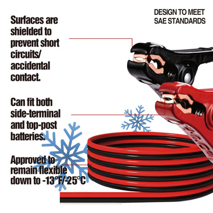 Cartman 8 Gauge 12 Feet Jumper Cable Heavy Duty Booster Cables with Carry Bag