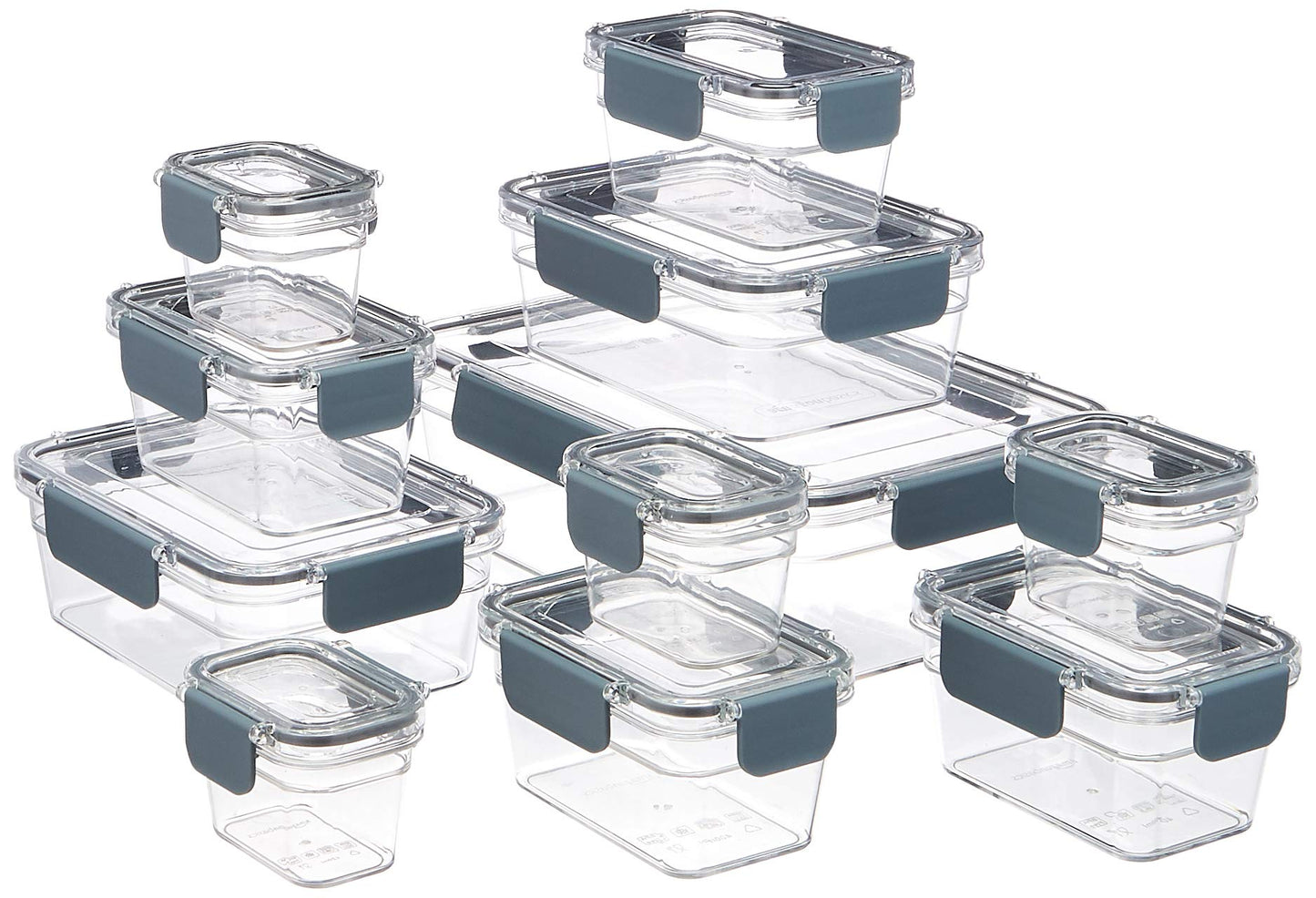 Amazon Basics Tritan Plastic Food Storage Containers - Tritan Plastic Locking, Air Tight, 11 Containers with Lids, 22 Pieces, Clear