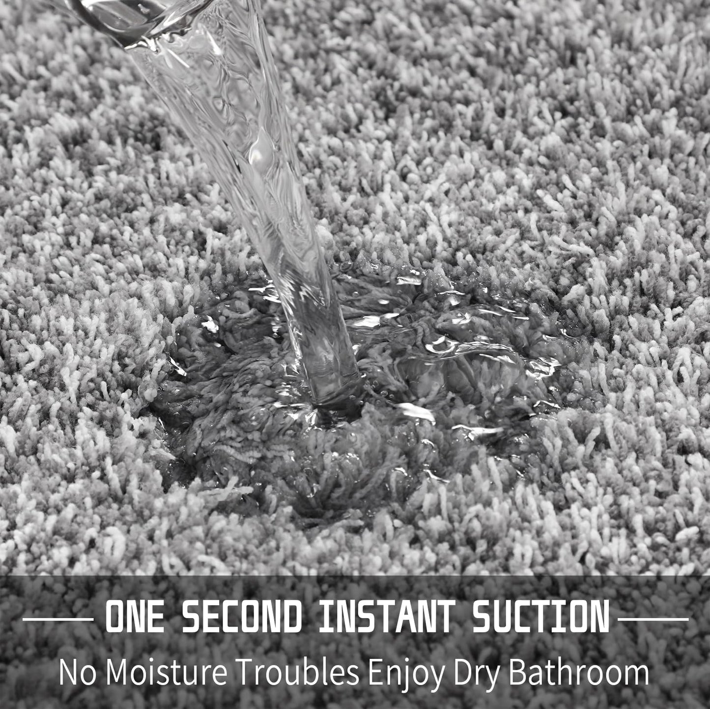 Yimobra Bathroom Rugs Non Slip Washable 32x20, Ultra Soft and Water Absorbent Bath Mats, Plush Fluffy Shower Mat Outside, Microfiber Thick Matts for Bathroom Floor/Tub, Light Gray and White