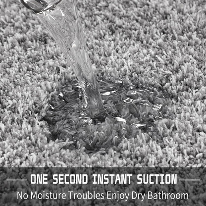 Yimobra Bathroom Rugs Non Slip Washable 32x20, Ultra Soft and Water Absorbent Bath Mats, Plush Fluffy Shower Mat Outside, Microfiber Thick Matts for Bathroom Floor/Tub, Light Gray and White