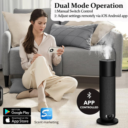 Smart Waterless Essential Oil Diffuser, Scent Air Machine for Home, Aromatherapy Scent Diffuser with Roy Tranquility Oil, Covers Up to 1000 Sq.Ft, Quiet Cold-Air Tech Machine for Hotel, Spa (Black)