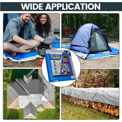 TICONN Heavy Duty Tarp Cover, Extra Thick Tarps Waterproof Tear and Rip Proof UV Resistant Tarpaulin with Reinforced Grommets and Edges (5.5 Mil, 10'x12')