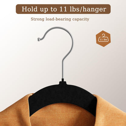 GETORO Velvet Hangers 30 Pack, Non Slip Space Saving Clothes Hangers with Metal Hooks, Black Felt Hangers, Heavy Duty Flocked Hanger, 17.5”W x 0.2”D x 9.25”H