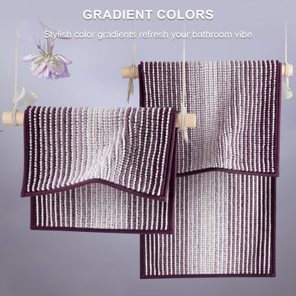 BSICPRO Bathroom Rugs and Mats Sets, 2 Piece Thick Absorbent Chenille Bath Mat Rug Set Non Slip, Soft Shaggy Bath Room Floor Mats for Bathroom, Machine Washable (Mauve Wine, 24" x 70" Plus 20" x 32")