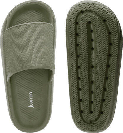 Joomra Mens Shower Pillow Slippers Slides Cushion for Womens Foam House Antislip Slipers Pool Beach Spa Home Garden Sandals for Ladies Male Sandles Army Green 42-43