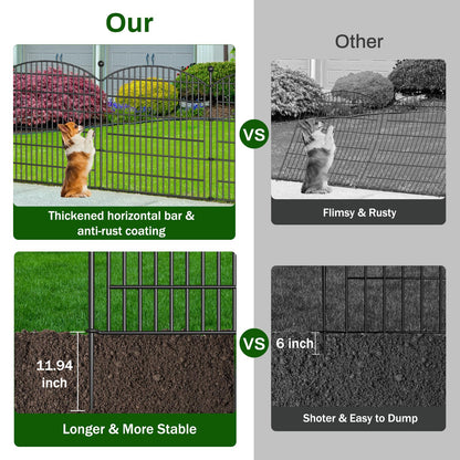 15 Panels Decorative Garden Fence with Gate - 32 in (H) x 35.4 ft (L) No Dig Dog Fence Outdoor for Yard, Rustproof Tall Garden Fencecing Panels, Animal Barrier Suitable for Yard Border, Patio