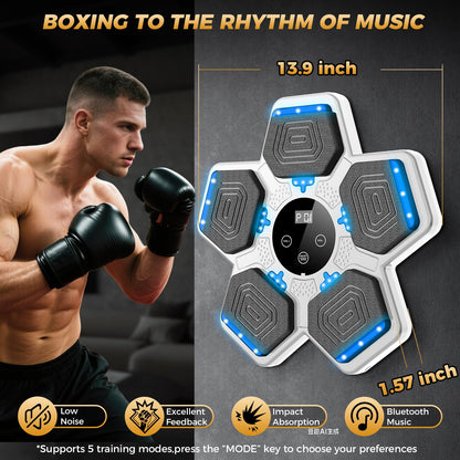 2025 Music Boxing Machine for Adults and Kids, Smart Interactive Boxing Training Equipment with Gloves Wall Mounted, Workout Punching Machine for Home,Office and Gym