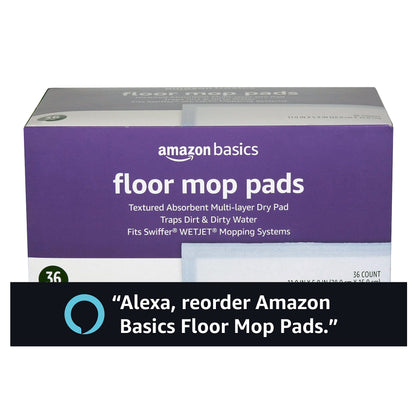 Amazon Basics Floor Mopping Pads, Fits Swiffer WetJet Mopping Systems, 36 Count (Pack of 1)