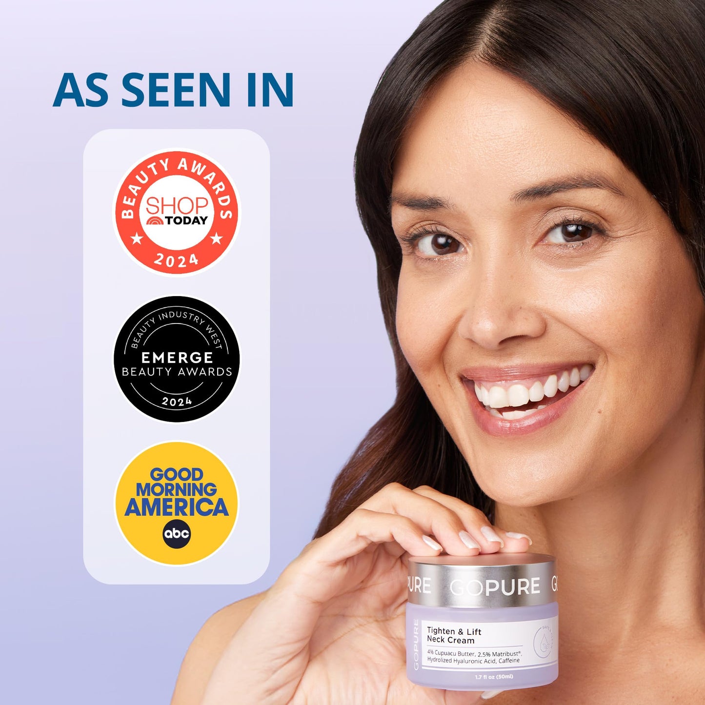 goPure Tighten & Lift Neck & Chest Moisturizer Cream for Visibly Firming, Tightening and Lifting Wrinkles & Crepey Skin, 1.7oz
