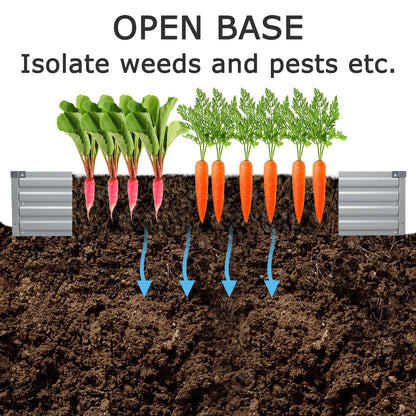 Foxlang 8x4x1ft(2 Pack) Galvanized Raised Garden Bed,Outdoor Planter Box Metal Patio Kit Planting Bed for Vegetables Flowers Herb,Grey