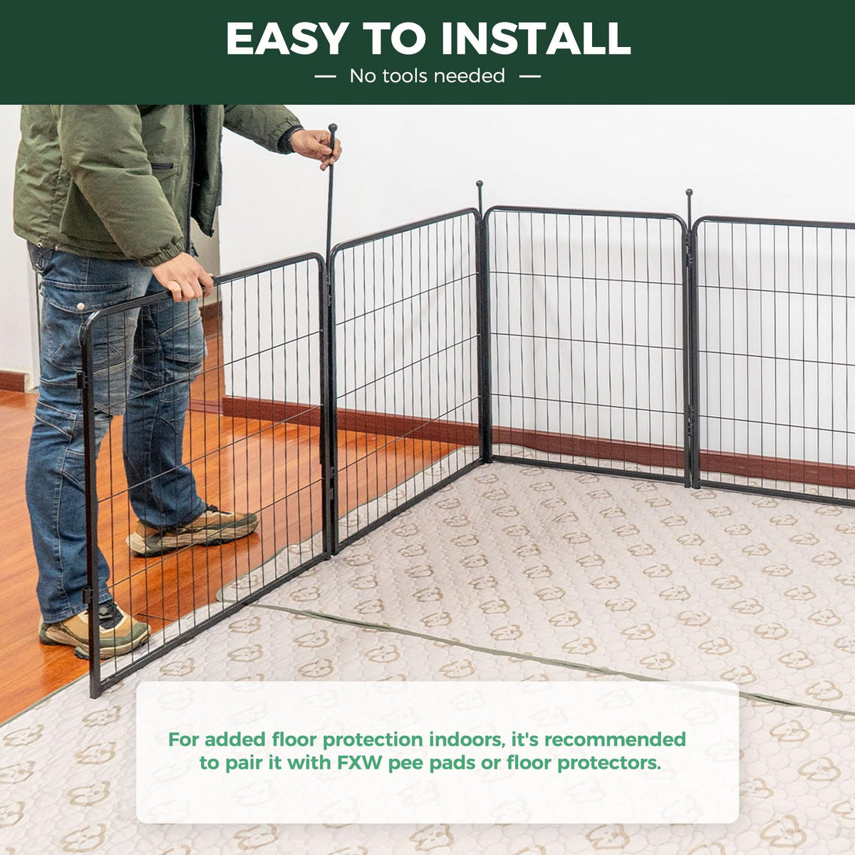 FXW Rollick Unleashed Dog Playpen for Indoor, Yard, RV Camping, 45 inch 16 Panels for Large Dogs│Patented